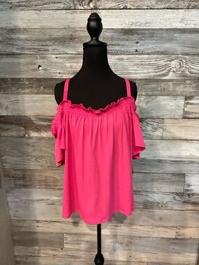 NWT Candie's Hot Pink Off-the-Shoulder Ruffle Blouse